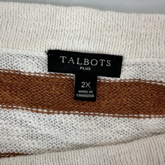 Talbots Sweater Womens 2X Striped Multicolor Knit Pull Over Light Weight Rainbow - Picture 2 of 13